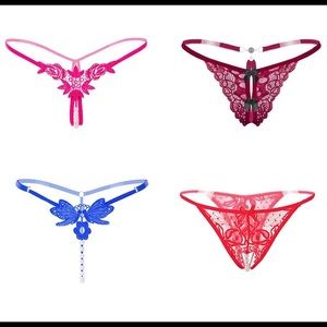 Sexy Lace Crotchless Gstring w/Pearls